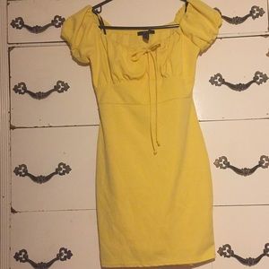 Yellow Cottagecore Style Bardot Mini Bodycon Dress